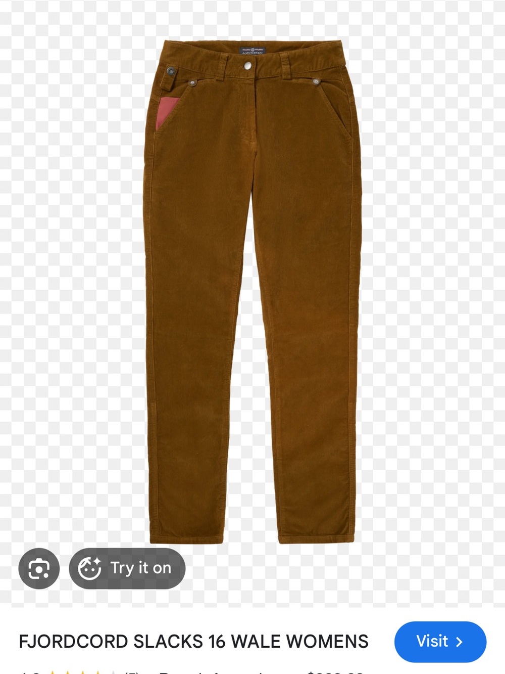 Fjordcord Corduroy Slim Slacks in Brown - Women